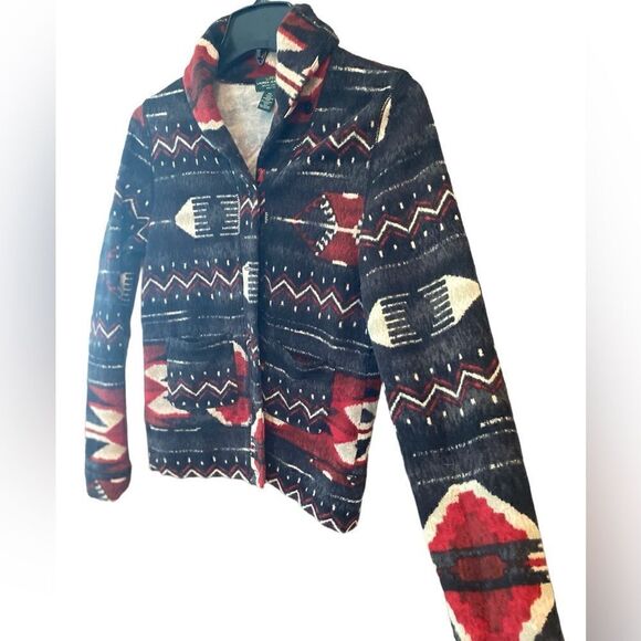 Lauren Jean Co. Sz PS Western Rodeo Bolo Flannel Collar Button Jacket - Picture 4 of 7